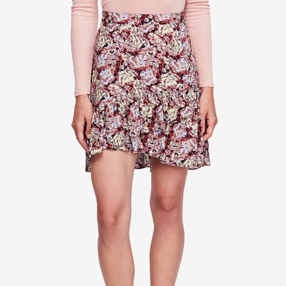 Free People High Low Floral Mini Skirt Ruffle Hem